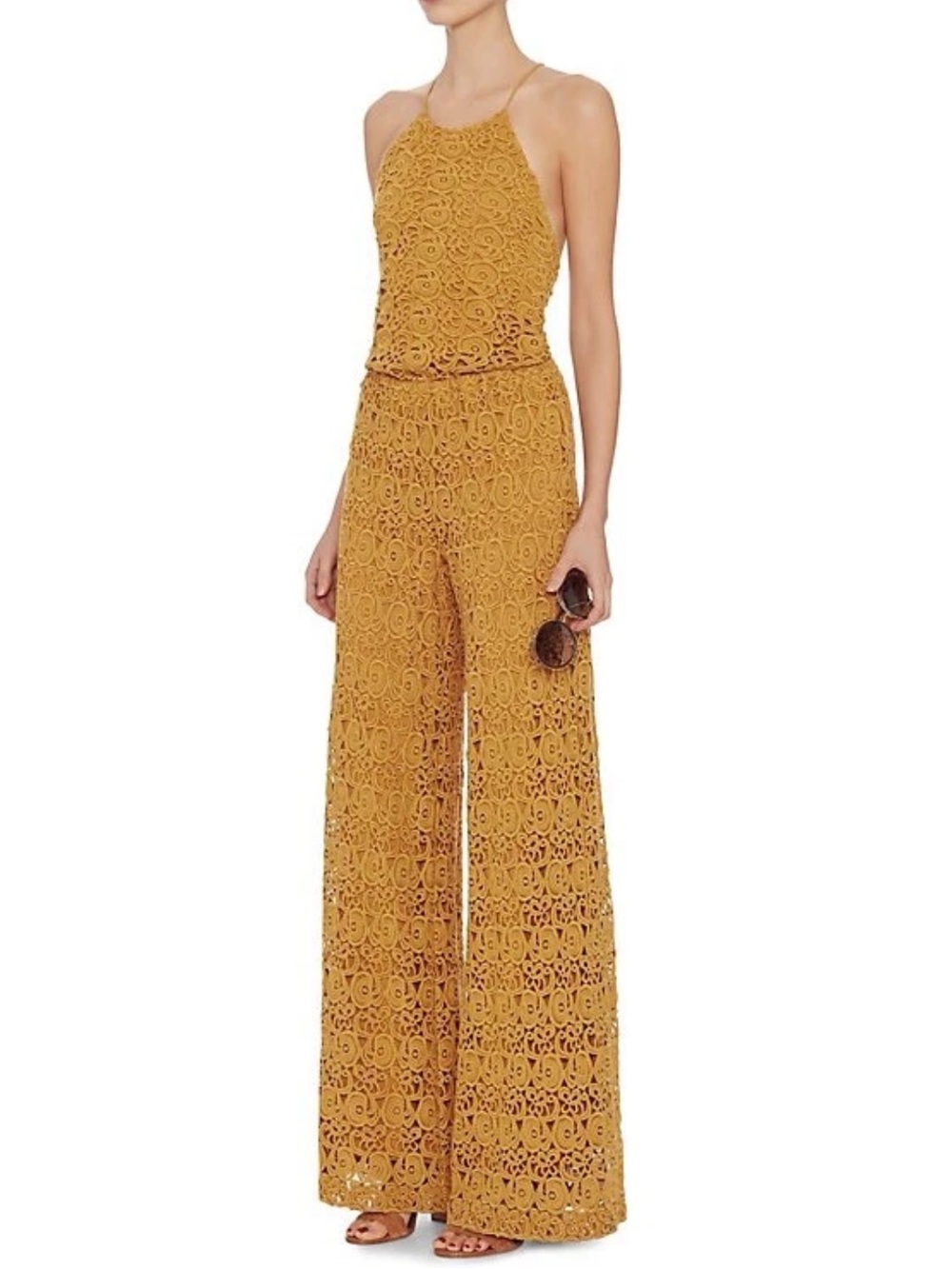 Tuckernuck Miguelina Delphine Halter Crochet Jumpsuit